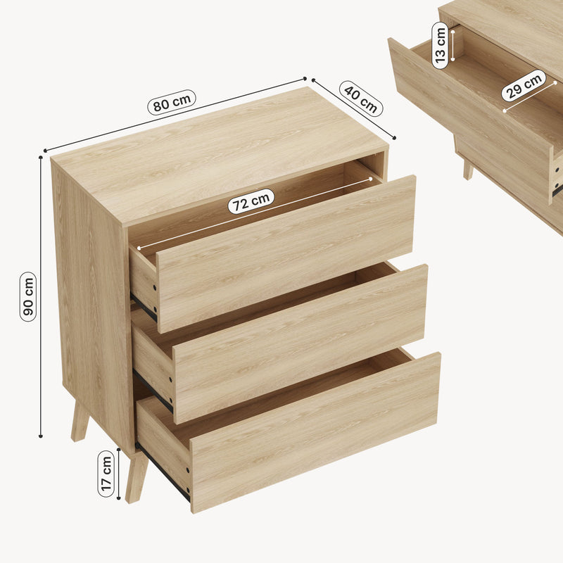 Croquis coté Commode Aastmabospoo 90 x 80 x 40 cm [en.casa]