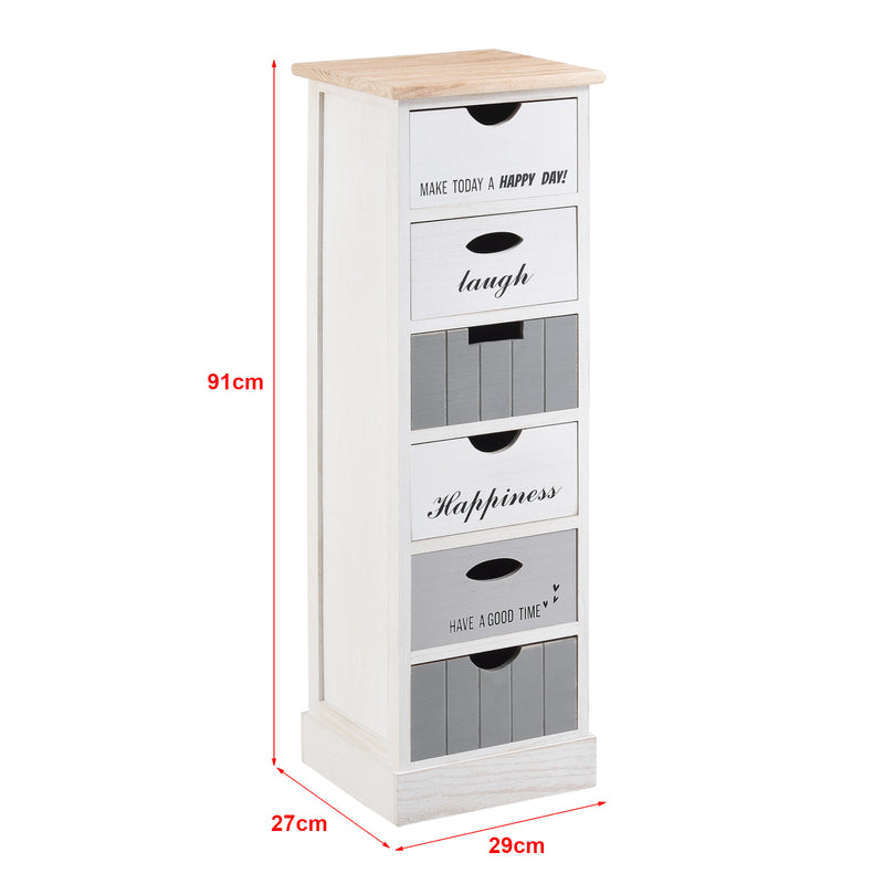 Croquis coté Commode Salo à 6 Tiroirs en Bois 91 x 29 x 27 cm [en.casa]