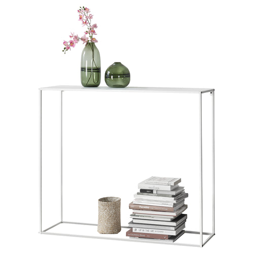 Table Console en Métal Résistant 95 x 110 x 32 cm Blanc Mat [en.casa]