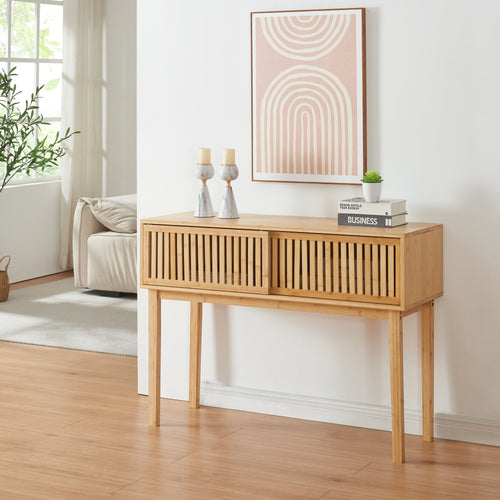 Table console Ypäjä 110x39x81 cm bambou [en.casa] - premiumXL