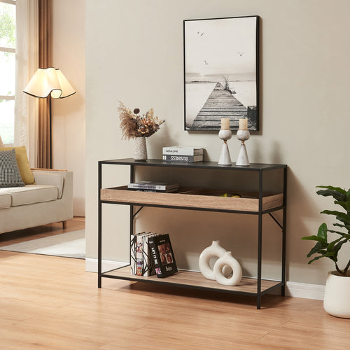 Konsolentisch Belana 110x40x80 cm Schwarz/Eicheoptik [en.casa] - premiumXL