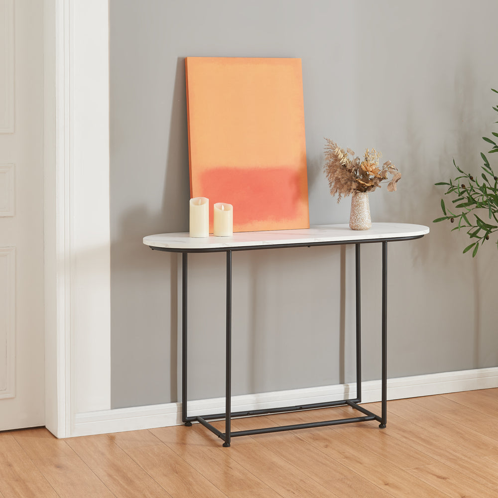 Konsolentisch Nordfron 120x40x75 cm Marmor, weiß [en.casa] - premiumXL