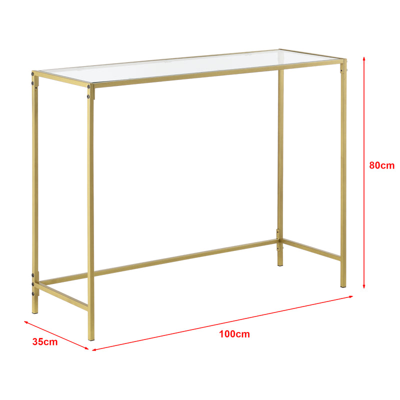 Croquis coté Table Console pour Salon Alajärvi en Verre 100 x 35 x 80 cm [en.casa]