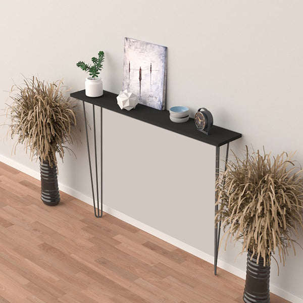 Table console Kokemäki à pieds épingle à cheveux noir [en.casa]