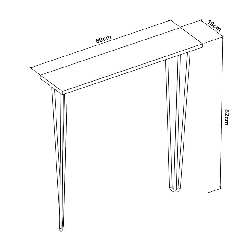 Croquis coté Table console Kokemäki noir [en.casa]