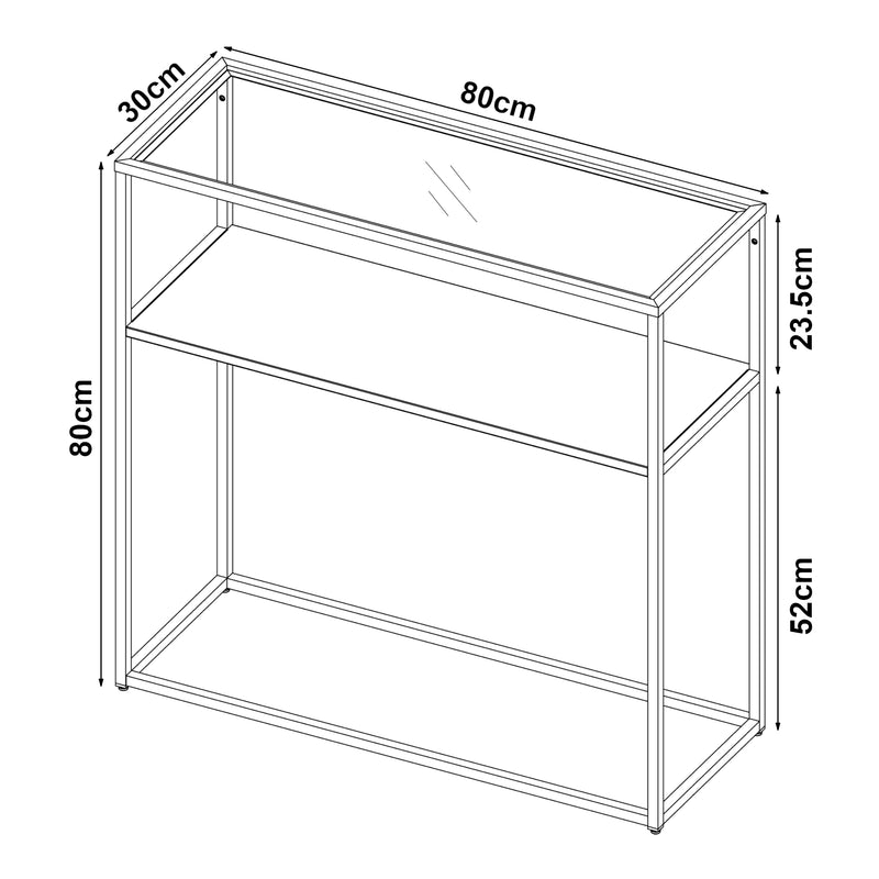 Croquis coté Table console Kuhmo 80 x 80 x 30 cm [en.casa]