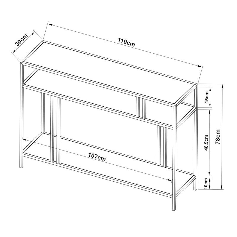 Croquis coté Table console Kumlinge acier [en.casa]