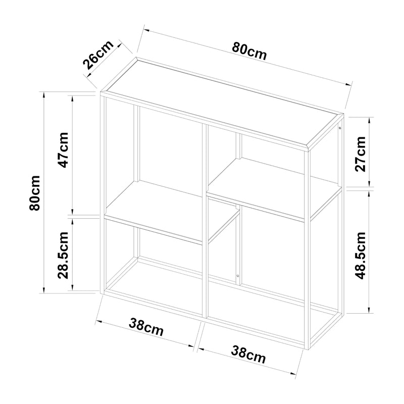 Croquis coté Table console Strömstad acier 80 x 80 x 26 cm [en.casa]