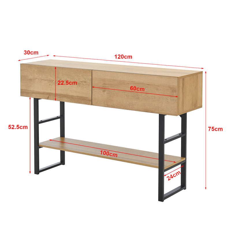 Croquis coté Table console Varberg 75 x 120 x 30 cm [en.casa]
