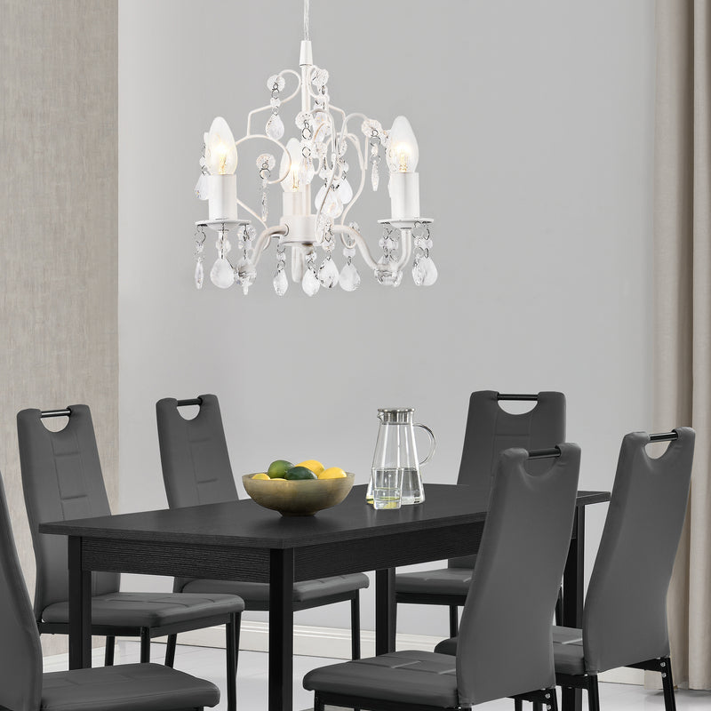 Croquis coté Lustre de Cristal Lampe Suspension à 3 Branches 3 x E14 40 W Métal Plastique Diamètre 26 cm [lux.pro]
