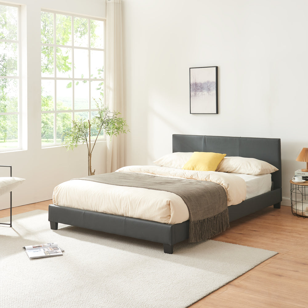 Kunstlederbett Albacete 140x200 cm Dunkelgrau Corium - premiumXL