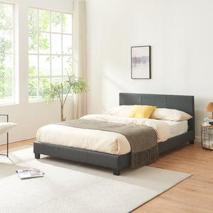 Lit en similicuir Albacete 140x200 cm gris foncé Corium - premiumXL