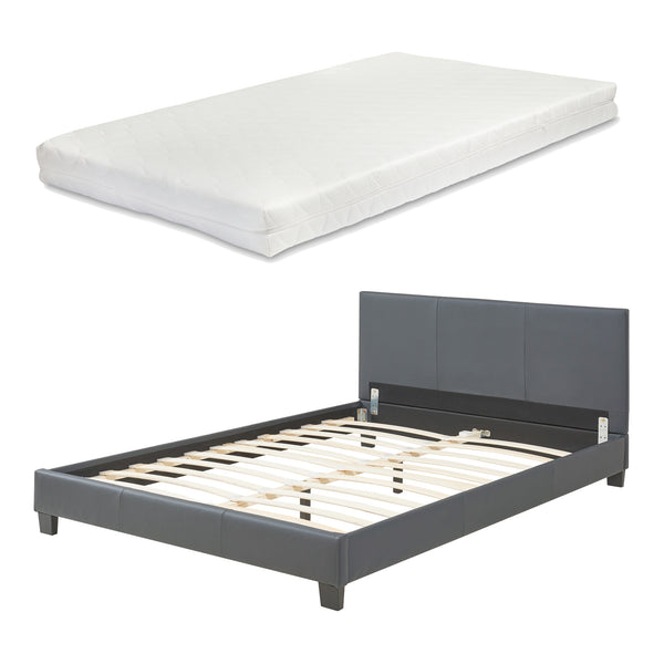 Corium sommier tapissier avec matelas (140 / 160 / 180 / 200x200cm)(7 couleurs)(mousse froide) - avec cuir-synthétique / housse cuir-synthétique / modèrne / avec  sommier à lattes /