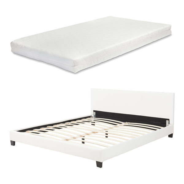 Corium sommier tapissier avec matelas (140 / 160 / 180 / 200x200cm)(7 couleurs)(mousse froide) - avec cuir-synthétique / housse cuir-synthétique / modèrne / avec  sommier à lattes /