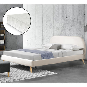Lit Rembourré Robuste avec Sommier à Lattes Lit Double Solide Confortable avec Matelas Mousse à Froid Bois Polyester Corium et [neu.haus]