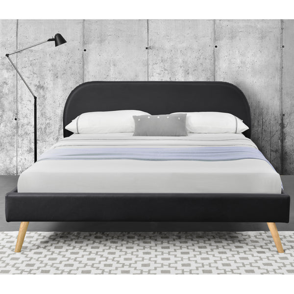 Lit Rembourré Robuste avec Sommier à Lattes Lit Double Solide Confortable avec Matelas Mousse à Froid Bois Polyester Corium et [neu.haus]