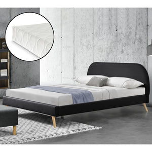 Lit Rembourré Robuste avec Sommier à Lattes Lit Double Solide Confortable avec Matelas Mousse à Froid Bois Polyester Corium et [neu.haus]