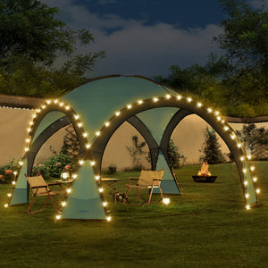 Tonnelle de camping Grästorp avec guirlande à 96 LED 345 x 345 x 247 cm [pro.tec]