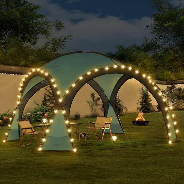 Tonnelle de camping Grästorp avec guirlande à 96 LED 345 x 345 x 247 cm [pro.tec]