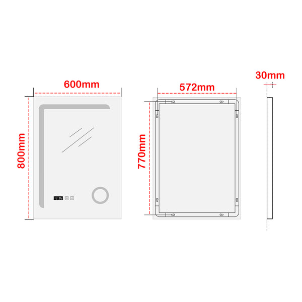 Miroir LED Chambave pour salle de bain argent pro.tec