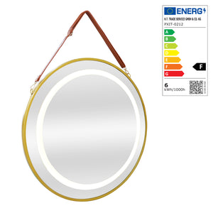 Miroir de salle de bain LED Picerno avec suspension dorée en différentes tailles [pro.tec]