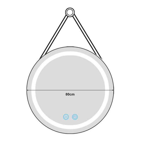 Miroir de salle de bain LED Picerno avec suspension dorée en différentes tailles [pro.tec]