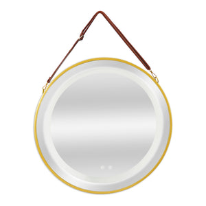 Miroir de salle de bain LED Picerno avec suspension dorée en différentes tailles [pro.tec]