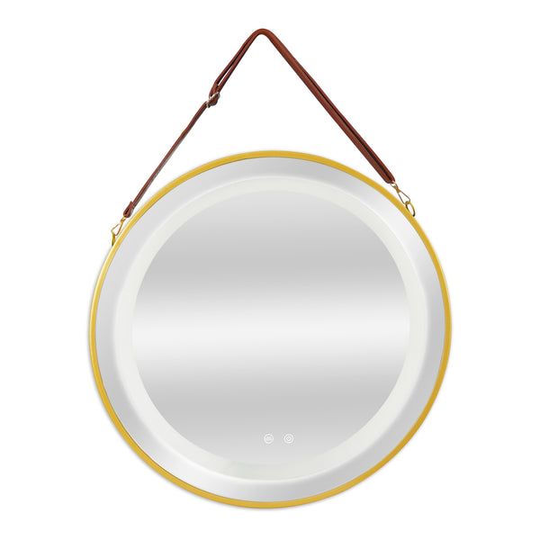 Miroir de salle de bain LED Picerno avec suspension dorée en différentes tailles [pro.tec]