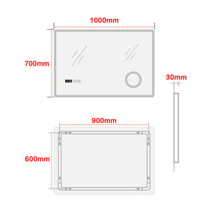 Miroir de salle de bain LED Racale blanc en différentes tailles [pro.tec]