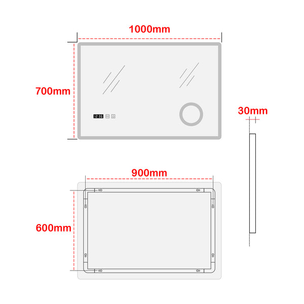 Miroir de salle de bain LED Racale blanc en différentes tailles [pro.tec]