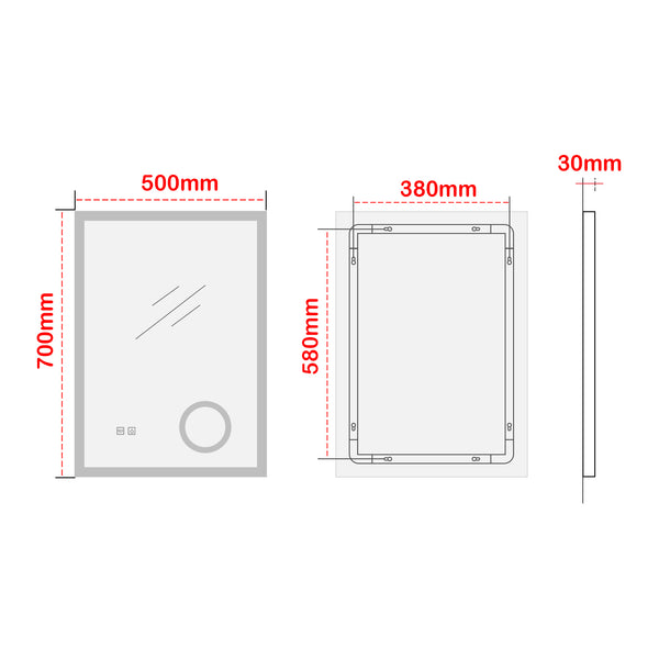 Miroir LED Scafa pour salle de bain pro.tec