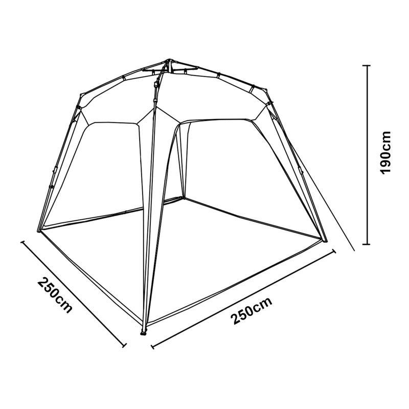 Croquis coté Tonnelle de jardin avec guirlande LED Barendrecht 250 x 250 x 190 cm pro.tec