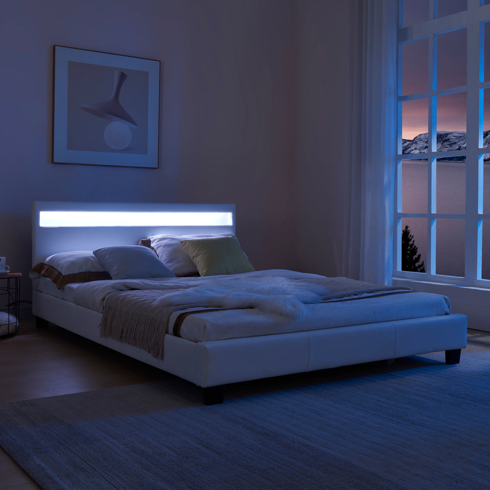 Lit rembourré Paris LED RGB éclairage matelas en mousse froide différentes versions Corium - premiumXL