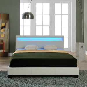 Corium Lit capitonné à LED Corium (Paris) avec matelas (140 | 160 | 180 | 200 x200cm)(7 Couleurs)(mousse froide) - avec cuir synthétique / housse  cuir synthétique / éclairage RVB / avec sommier à lattes /