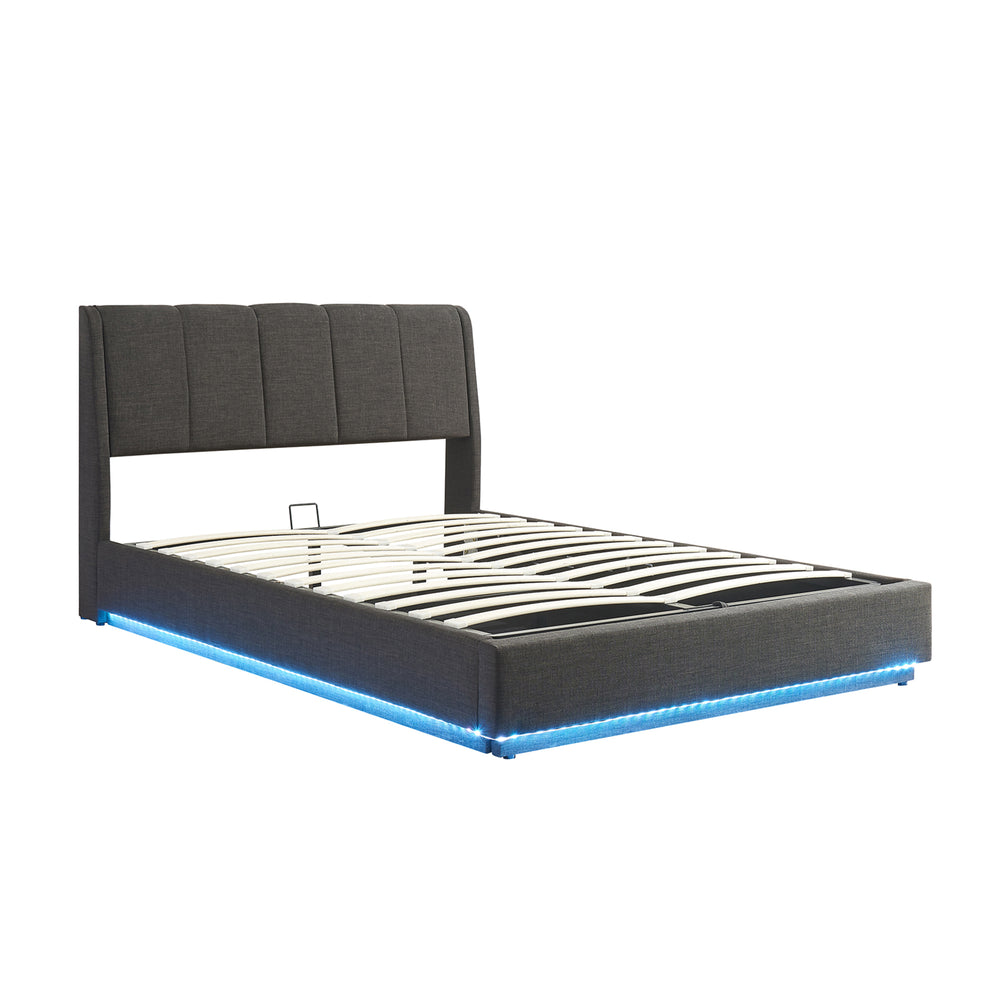 Lit double capitonné Tröstiar avec éclairage LED [en.casa]