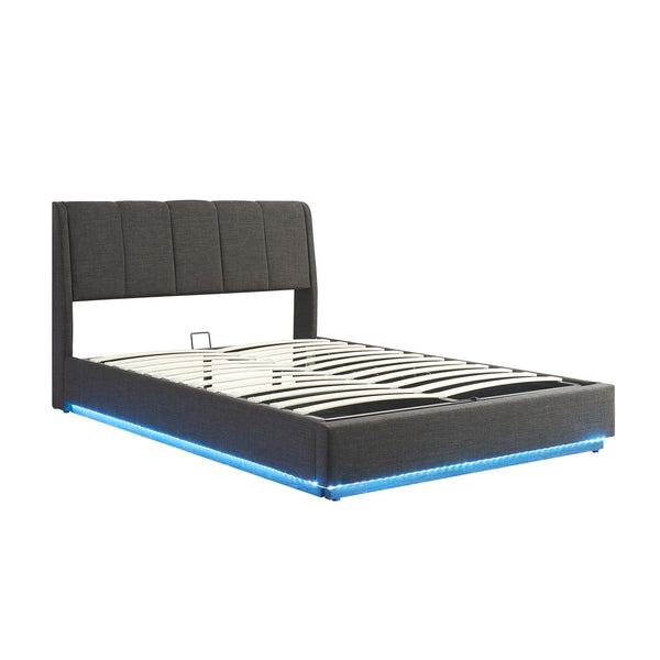 Lit double capitonné Tröstiar avec éclairage LED [en.casa]
