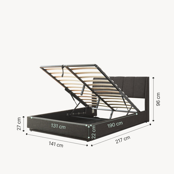 Lit double capitonné Tröstiar avec éclairage LED et matelas [en.casa]
