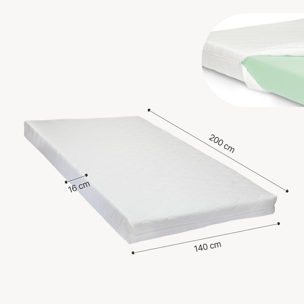 Lit double capitonné Tröstiar avec éclairage LED et matelas [en.casa]
