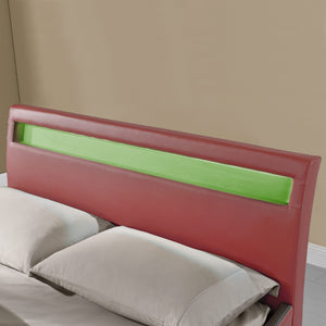 CoriumLit capitonné à LED de Corium 'Valencia' avec matelas (140 / 180 x200cm)(7 Couleurs)(mousse froide) -  avec cuir synthétique / housse en cuir synthétique / éclairage RVB / avec sommier à lattes /