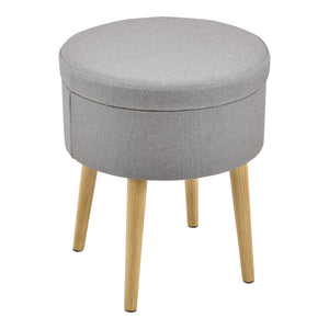 [en.casa] Petite Table Repose-pieds Tabouret Pouf Rembourré Couvercle Amovible Textile et Bois Couleur Bois Gris 42 x 36 cm