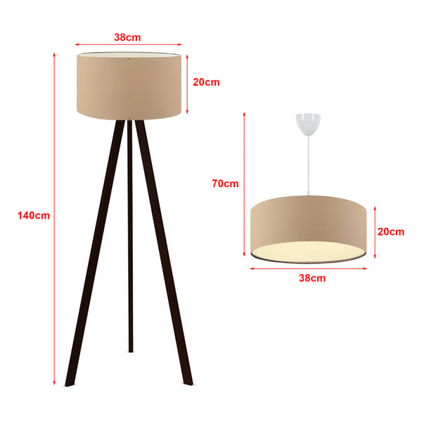 Set de 2 luminaires Scunthorpe suspension et lampadaire E27 [lux.pro]
