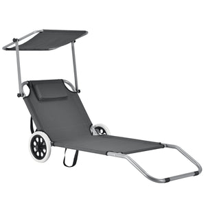 Sonnenliege Falun mit Dach und Rollen Anthrazitgrau casa.pro - premiumXL