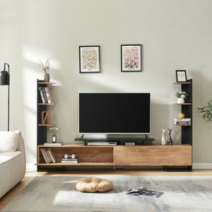 Meuble TV Rauki avec étagères latérales 233 x 31 x 140,5 cm [en.casa]