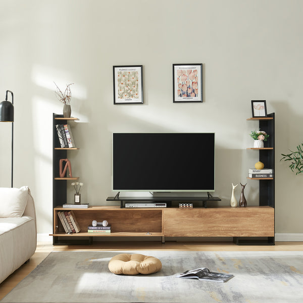 Meuble TV Rauki avec étagères latérales 233 x 31 x 140,5 cm [en.casa]