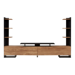 Meuble TV Rauki avec étagères latérales 233 x 31 x 140,5 cm [en.casa]