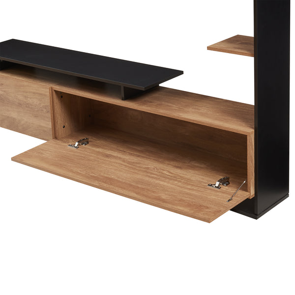 Meuble TV Rauki avec étagères latérales 233 x 31 x 140,5 cm [en.casa]