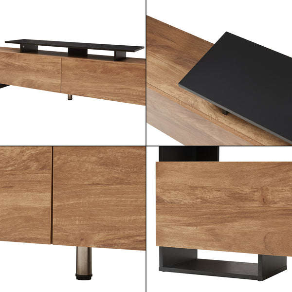 Meuble TV Rauki avec étagères latérales 233 x 31 x 140,5 cm [en.casa]