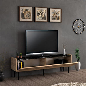 Meuble TV Oppdal à 2 portes avec espace de rangement 45 x 154 x 37 cm [en.casa]