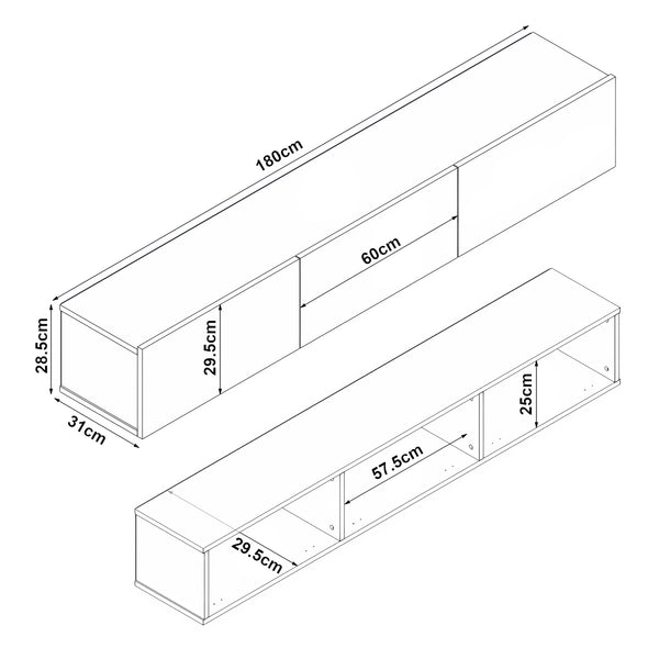 Meuble TV Vihti 180 x 31 x 29,5 cm [en.casa]