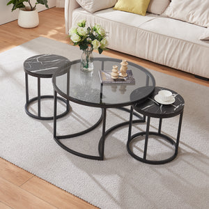 Set de 2 tables basses Kokkola rondes gigognes en verre [en.casa]